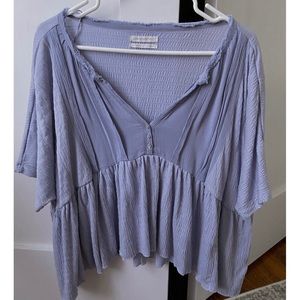 Blue Babydoll Blouse Urban Outfitters